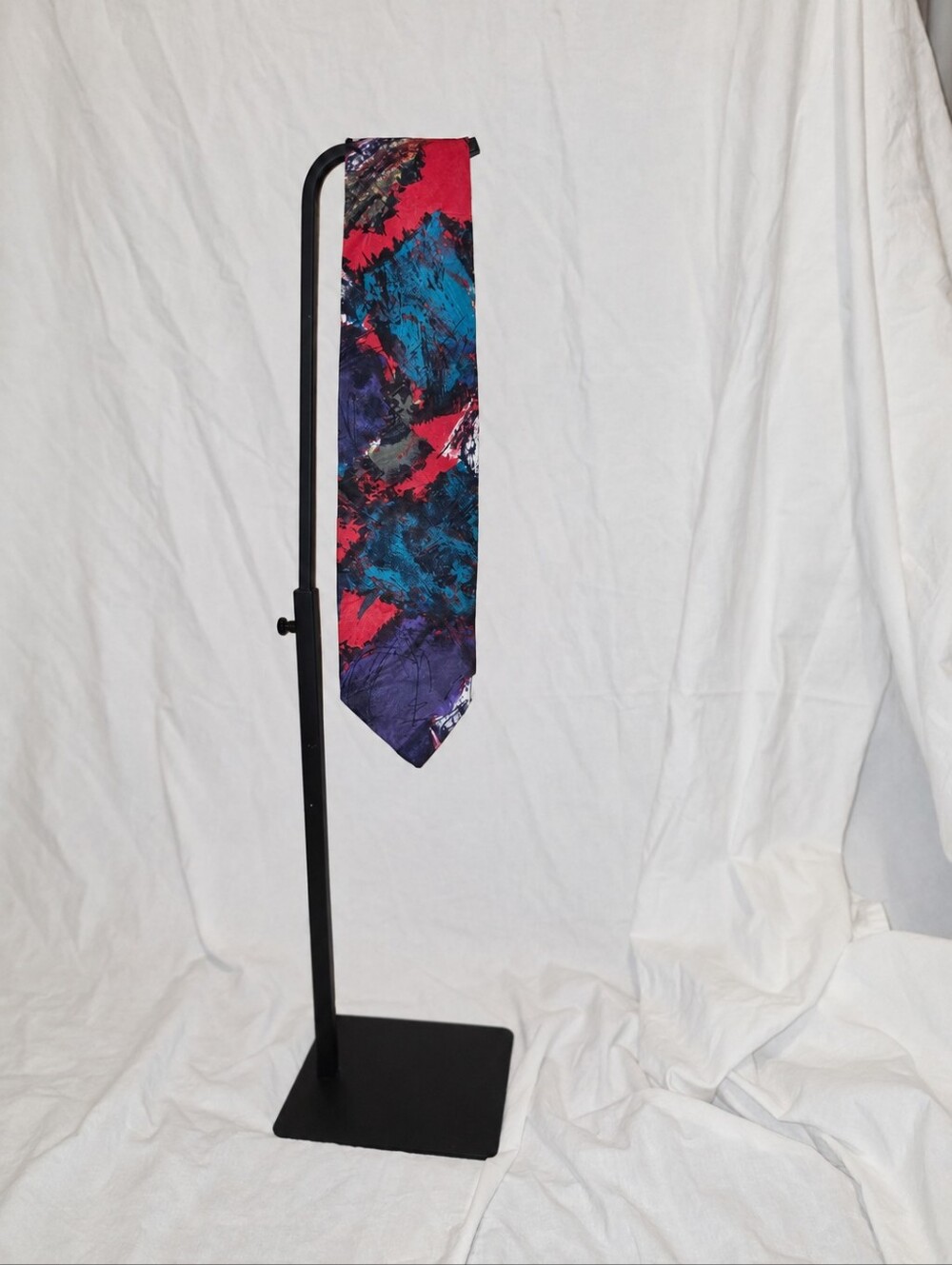 Giancarlo Silk Tie Handmade in Italy Abstract Red Purple Teal Retro